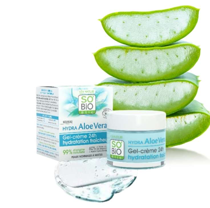 Crema Gel Hidratante 24 horas Tratamiento Facial Hydra Aloe de SO'BiO étic Hidratante y refrescante